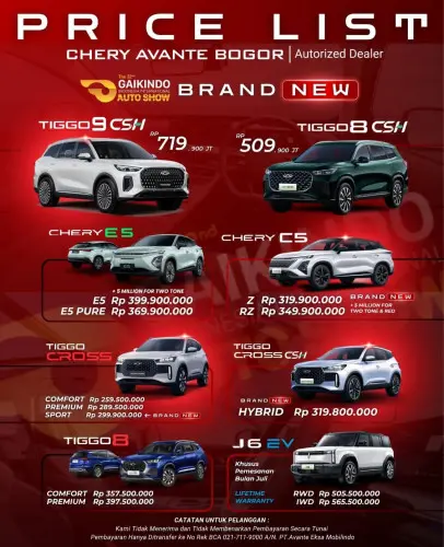 Pricelist Harga Chery kelapadua 2025